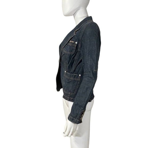 Isaac Mizrahi Blue Denim Jacket One Button Size M - Picture 4 of 9